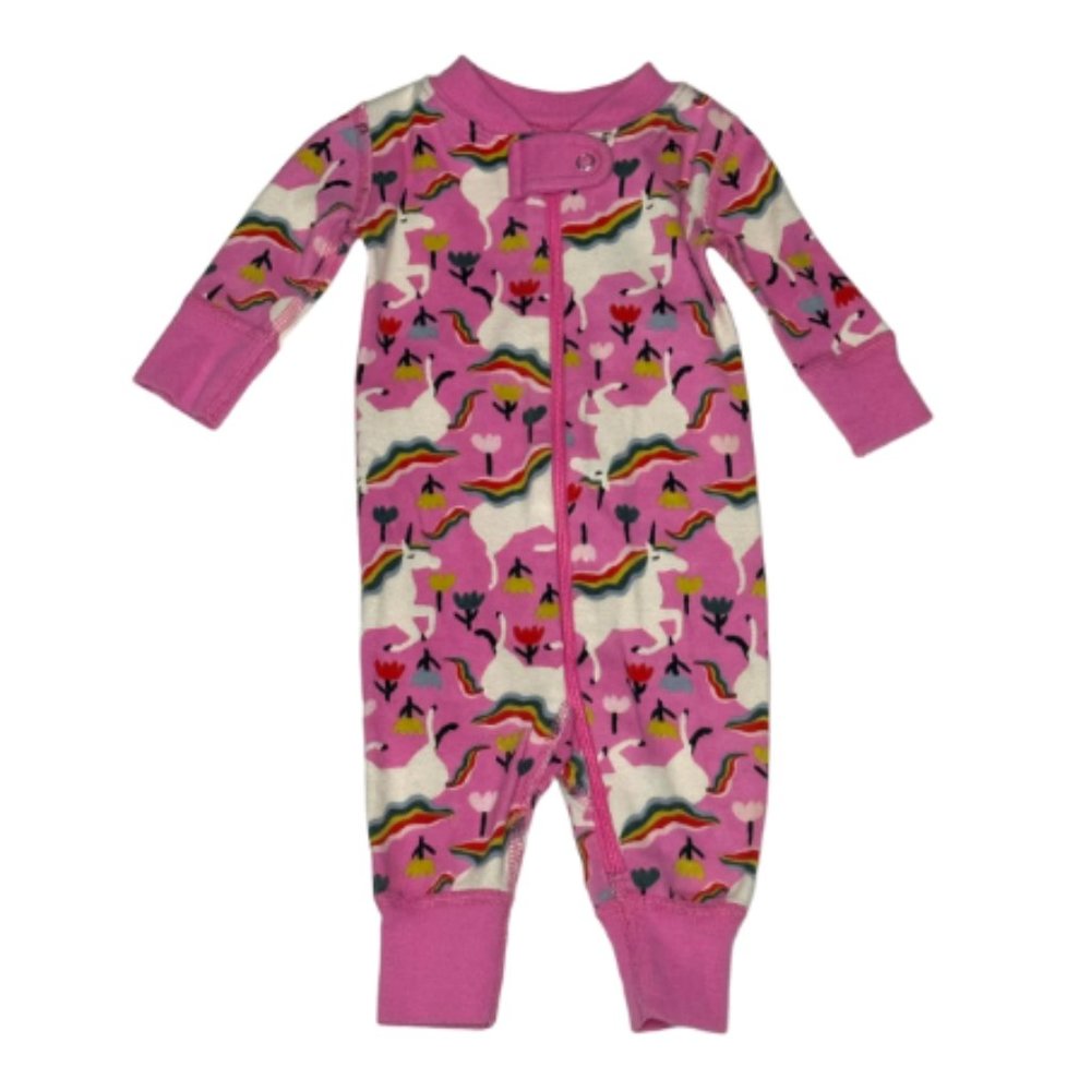 VGUC Hanna Andersson Hot Pink Rainbow Unicorn Print 2-Way Zipper Pajama's